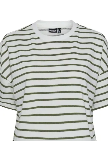 Tricou Pieces, alb/verde