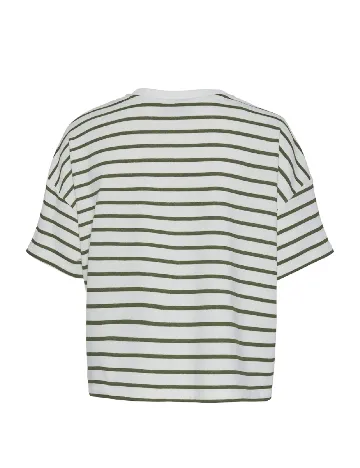 Tricou Pieces, alb/verde