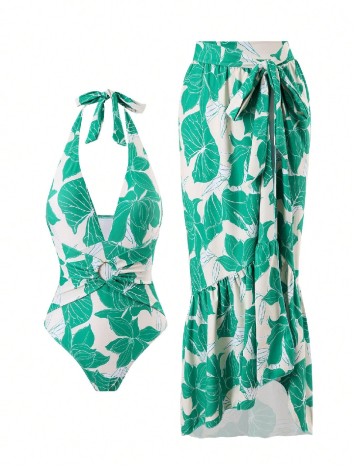 Costum de baie SHEIN, verde