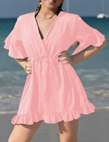 Rochie de plaja Shein Kids, roz