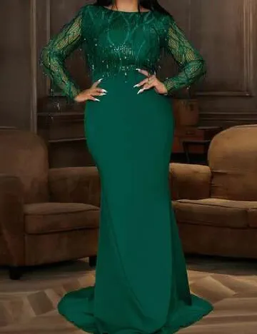 Rochie lunga Miss Ord Plus Size, verde