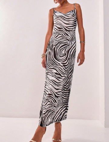 Rochie lunga SHEIN, alb/negru