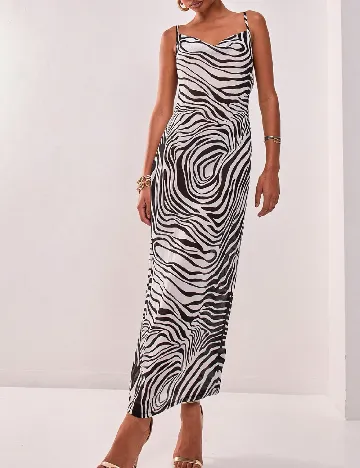 Rochie lunga SHEIN, alb/negru Negru