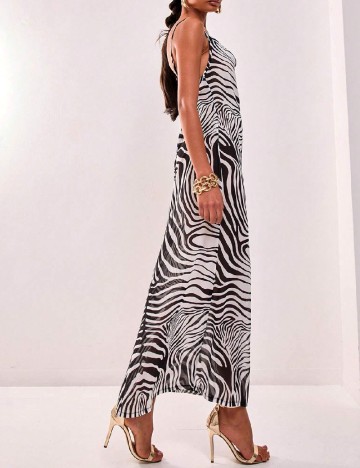 Rochie lunga SHEIN, alb/negru