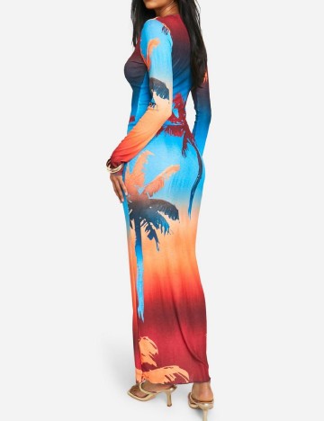 Rochie lunga Boohoo, mix culori
