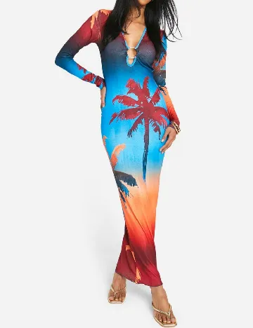 Rochie lunga Boohoo, mix culori
