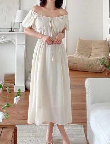 Rochie lunga Dazy, crem