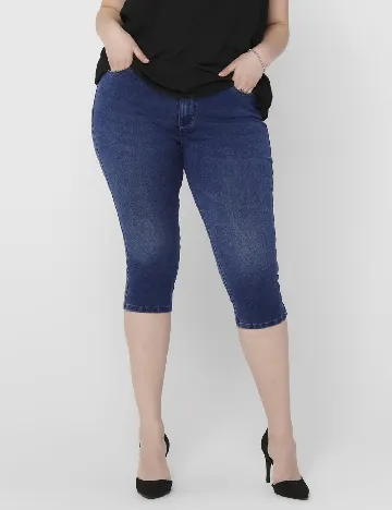 Pantaloni trei sferturi Only Carmakoma, bleumarin