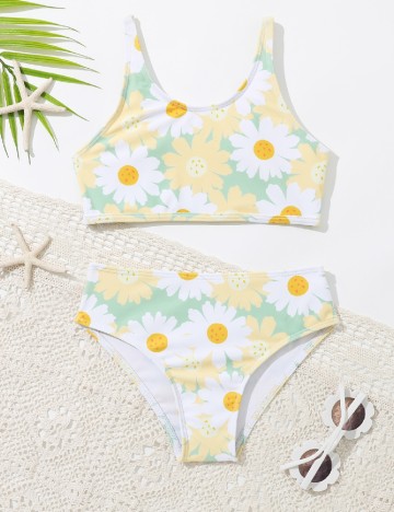 Costum de baie Shein Kids, floral print