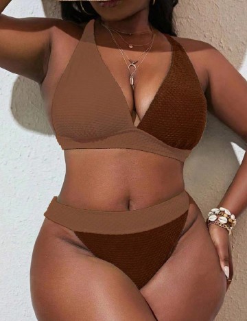 Costum de baie SHEIN CURVE, maro