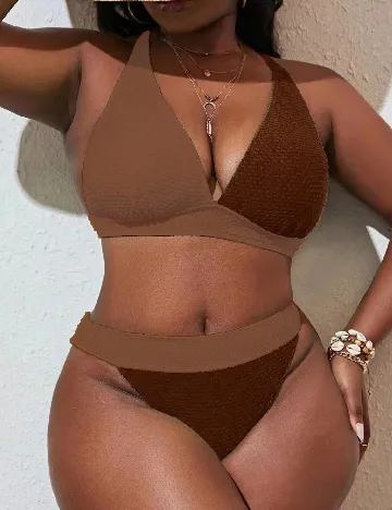 Costum de baie SHEIN CURVE, maro