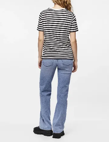 Tricou Pieces, alb/negru