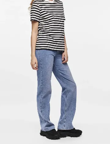 Tricou Pieces, alb/negru