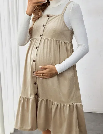 Rochie scurta SHEIN Maternity, crem
