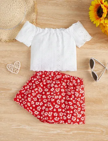Compleu Shein Kids, rosu/alb