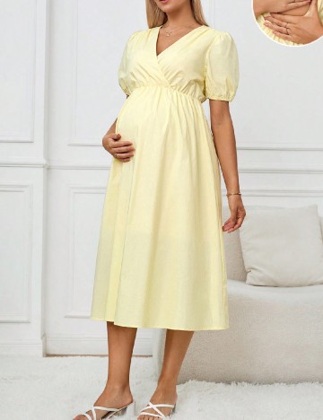 Rochie medie SHEIN Maternity, galben