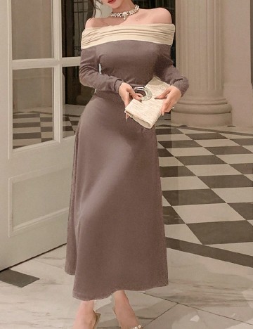 Rochie lunga Dazy, maro