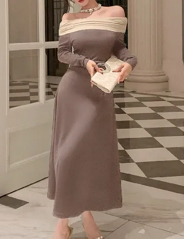 Rochie lunga Dazy, maro