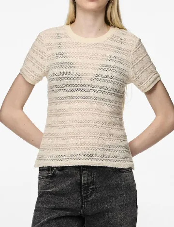 Tricou Pieces, crem