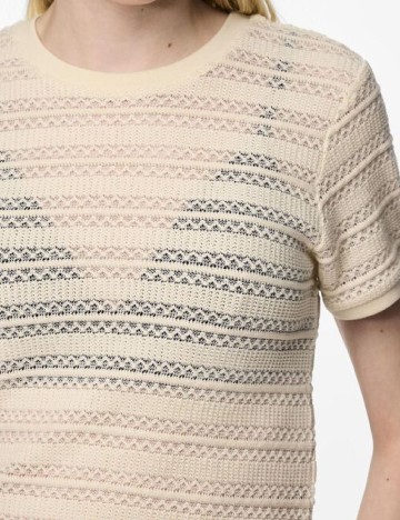 Tricou Pieces, crem