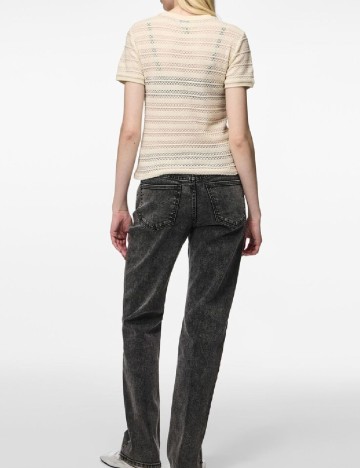 Tricou Pieces, crem