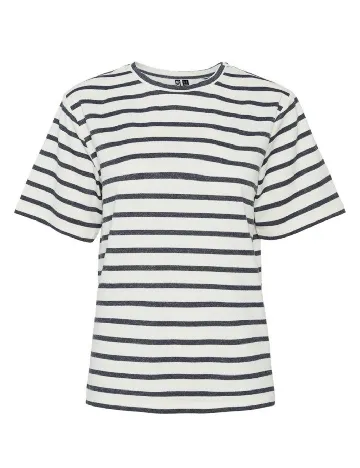 Tricou Pieces, ecru/negru
