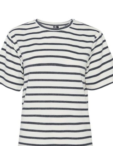 Tricou Pieces, ecru/negru