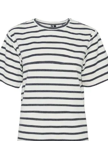 Tricou Pieces, ecru/negru