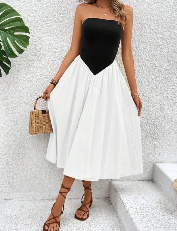 Rochie medie SHEIN, alb/negru