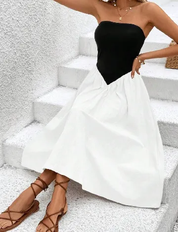 Rochie medie SHEIN, alb/negru