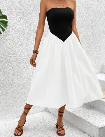 Rochie medie SHEIN, alb/negru