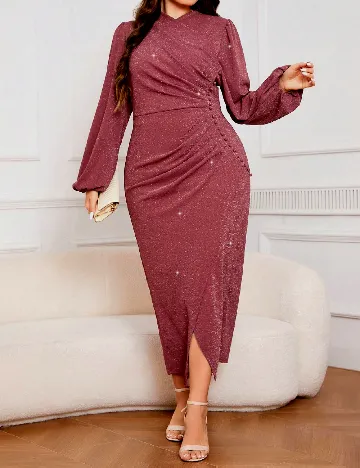 Rochie medie SHEIN CURVE, roz pudra inchis