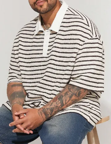 Tricou SHEIN Plus Size Men, crem