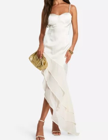 Rochie lunga Boohoo, ecru