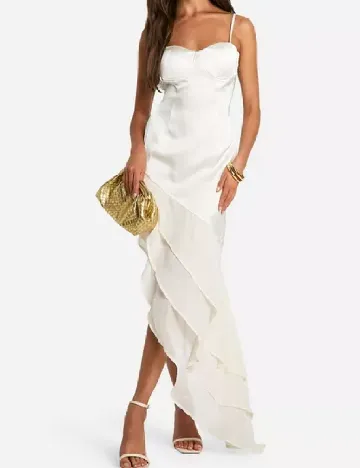 Rochie lunga Boohoo, ecru