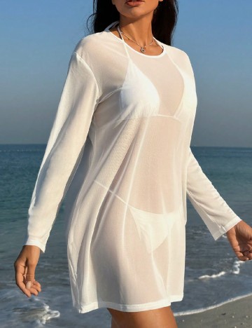 Rochie de plaja SHEIN, alb