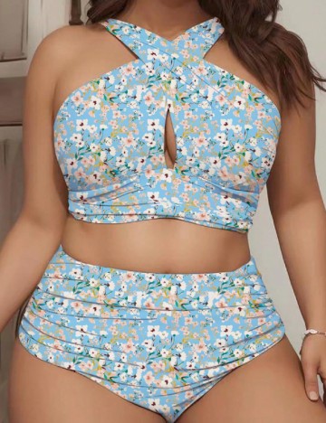 Costum de baie SHEIN CURVE, albastru