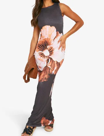 Rochie lunga Boohoo, gri inchis