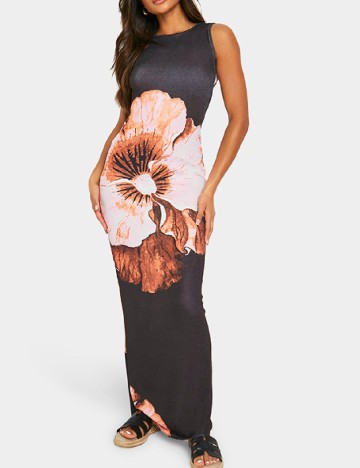 Rochie lunga Boohoo, gri inchis