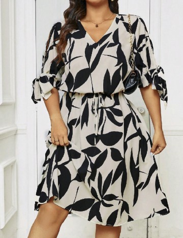 Rochie medie SHEIN CURVE, ecru/negru