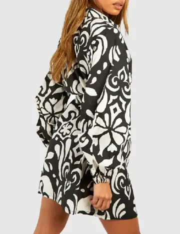 Rochie scurta Boohoo, alb/negru