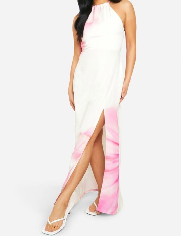 Rochie lunga Boohoo, crem/roz