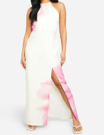 Rochie lunga Boohoo, crem/roz