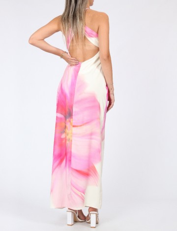 Rochie lunga Boohoo, crem/roz
