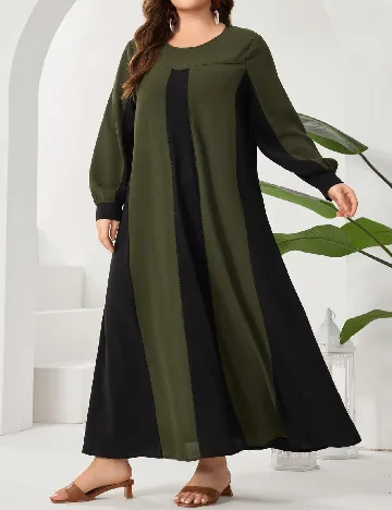 Rochie lunga SHEIN CURVE, verde/negru