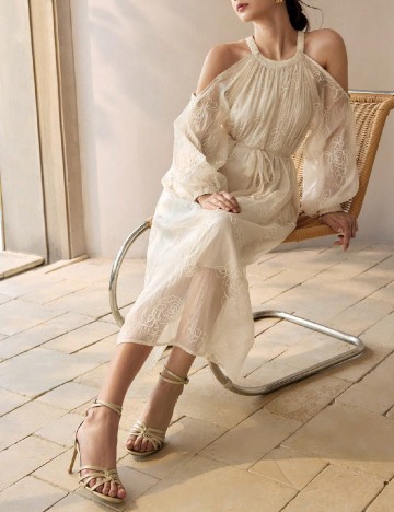 Rochie medie MOTF, crem