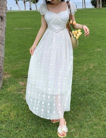 Rochie medie Dazy, alb
