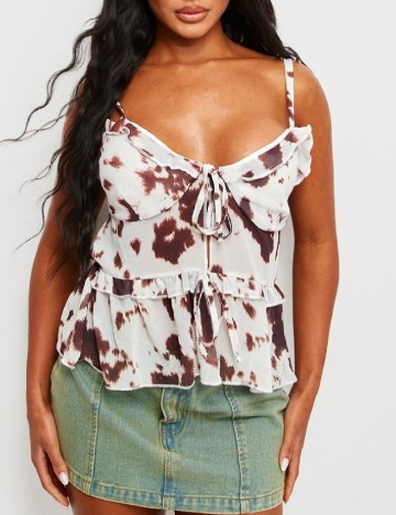 Top PRETTYLITTLETHING, alb/maro