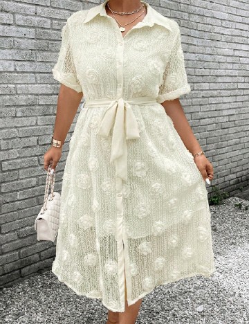 Rochie medie SHEIN CURVE, galben deschis