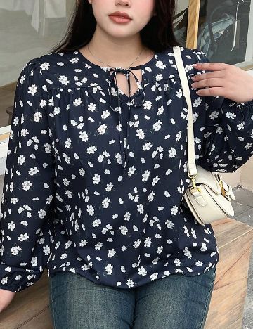Bluza Dazy Plus Size, bleumarin inchis